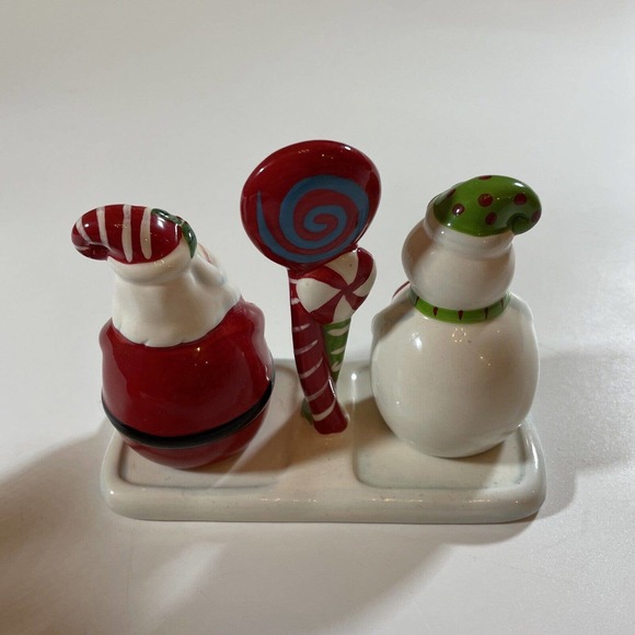 Pier 1 Imports Salt and Pepper Shakers Snowman Santa NIB Christmas Holiday Decor - Picture 5 of 7